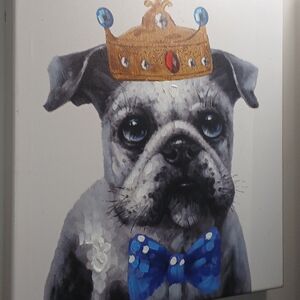 Royal Pug Canvas Art with Blue Bow Tie